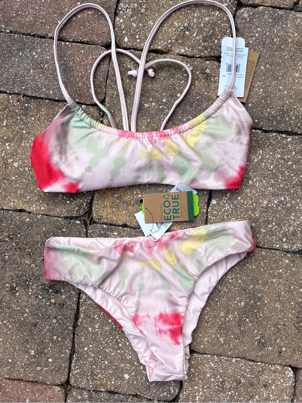 NWT VOLCOM Circle Back Tie-Dye Pink Bikini Set - Two-Piece Swimwear